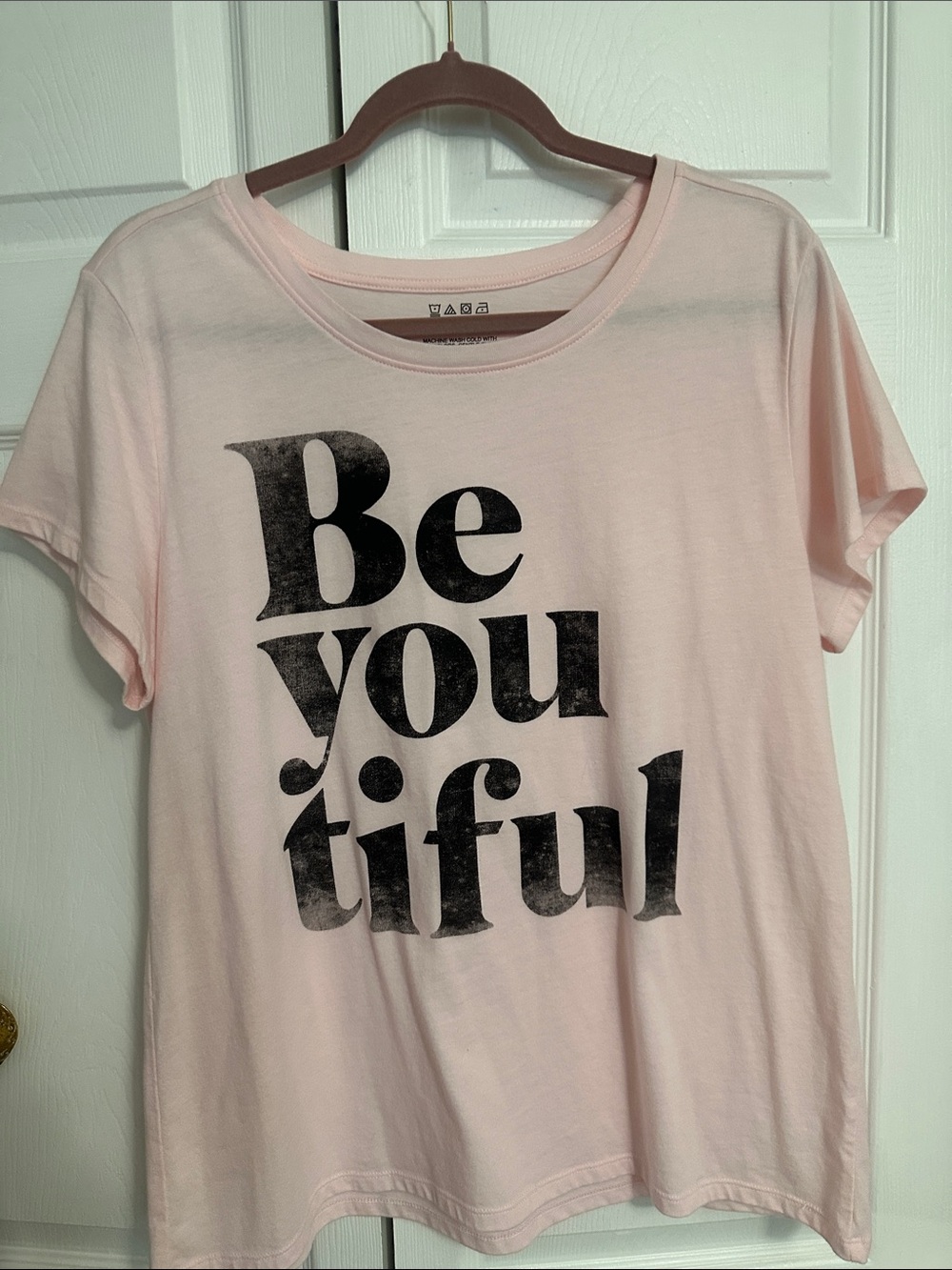 Zara Light Pink 'Be You Tiful' Graphic Tee Sz L
